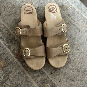 Dansko Tan Mules with Suede Straps and Cork Footbed